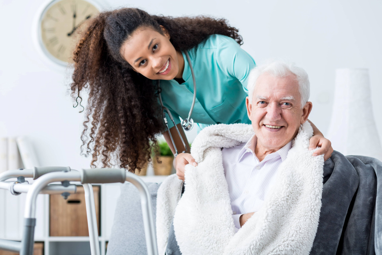 a nurse with a male patient